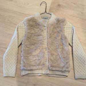 Mayoral Girls Beige Faux Fur Cardigan.